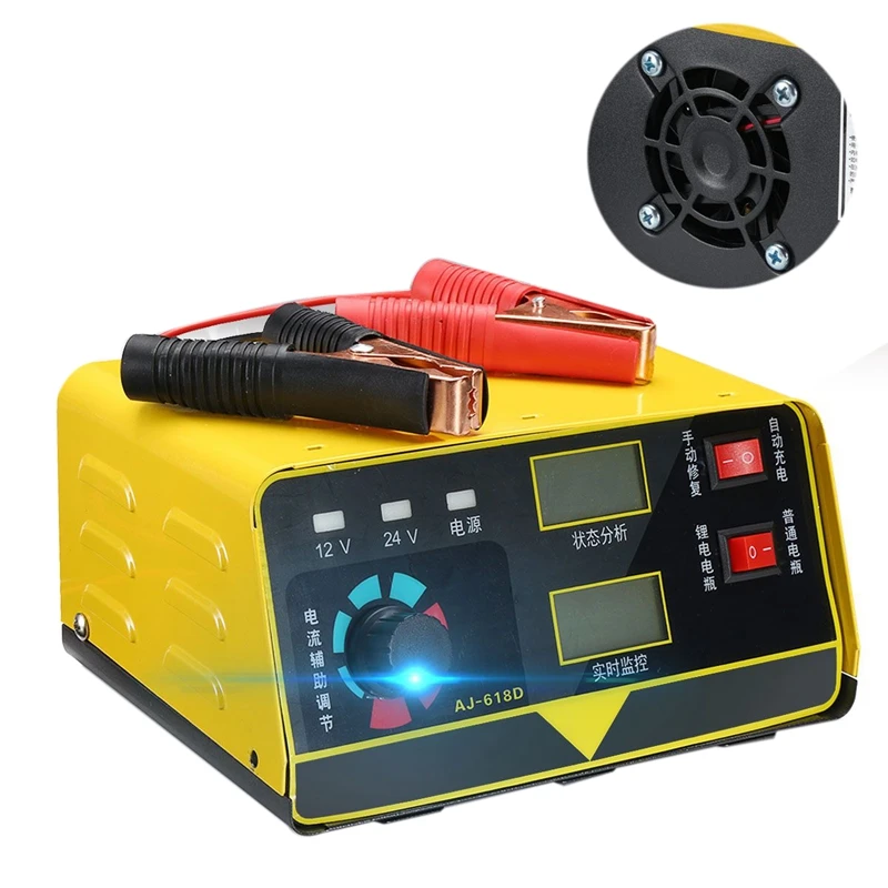

Car Battery Charger 12V 24V Full Automatic Motorcycle Electric 400Ah Car Battery Charger Low Noise + Adapter Eu Plug