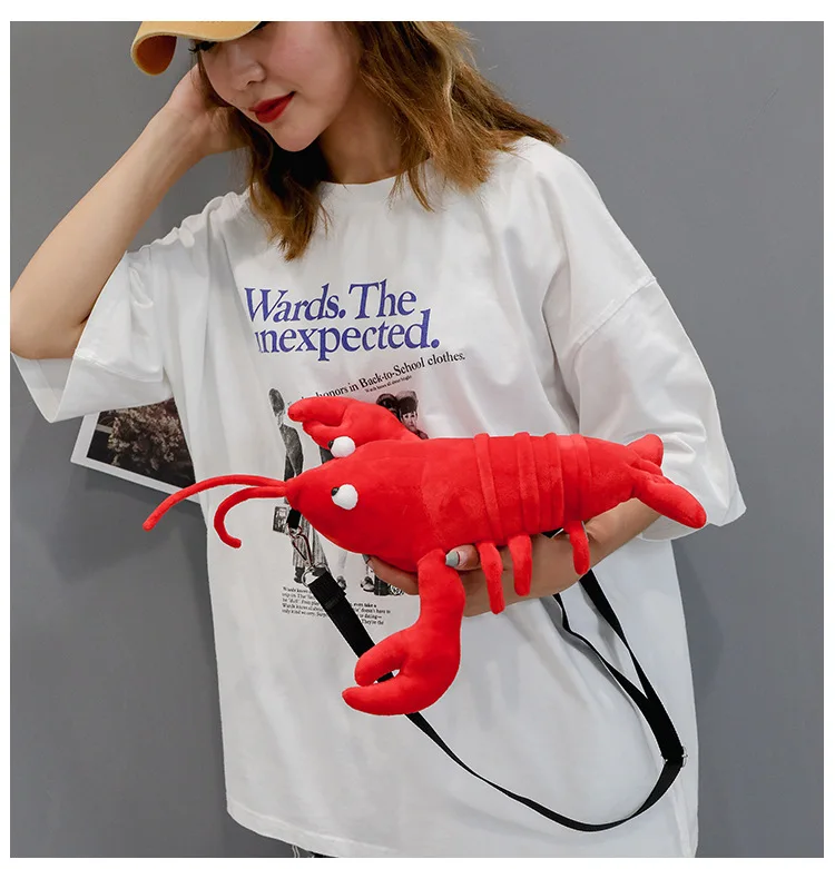 LJT Crayfish маленькая сумка Корейская женская индивидуальность забавная плюшевая нагрудная сумка для девочек Милая дорожная сумка через плечо bolso mujer