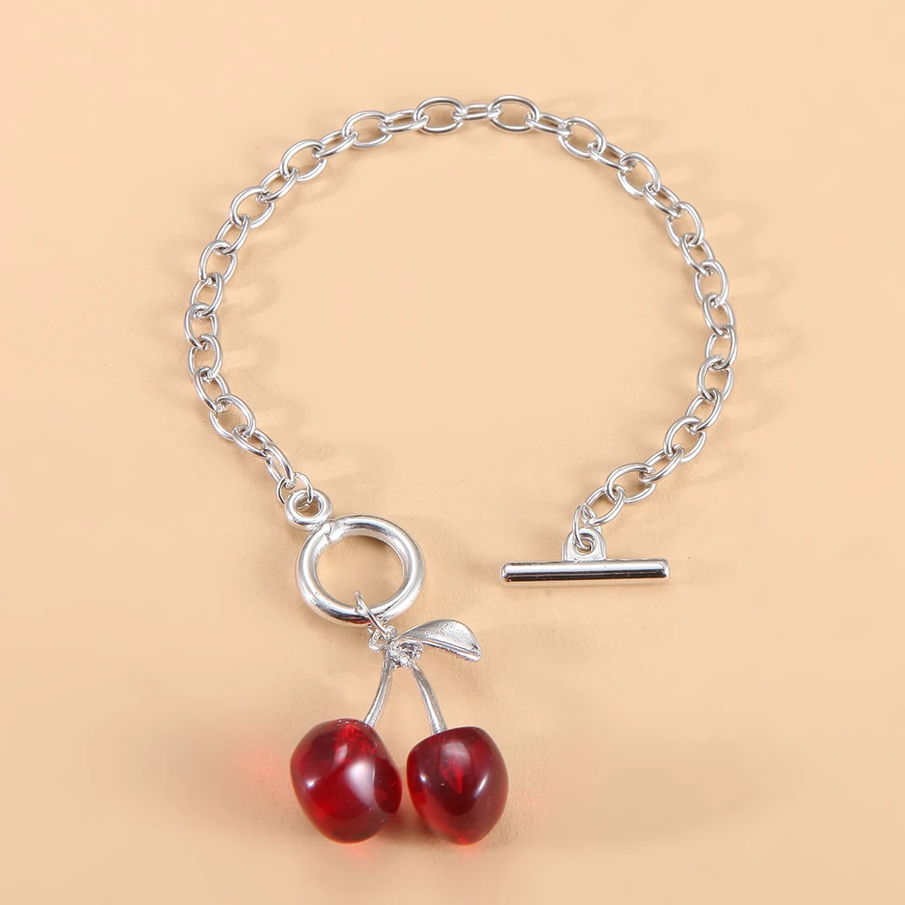 2021 Goth Punk Dark Girl Black/Red Resin Cherry Pendant Necklace Bracelet Earrings INS Korea Fashion Vintage Choker Jewelry Gift | Украшения