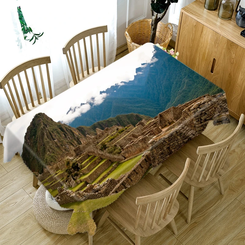 Утолщенная хлопчатобумажная скатерть 3D пейзаж с озером на закате прямоугольная/круглая скатерть для свадебного пикника Вечерние
