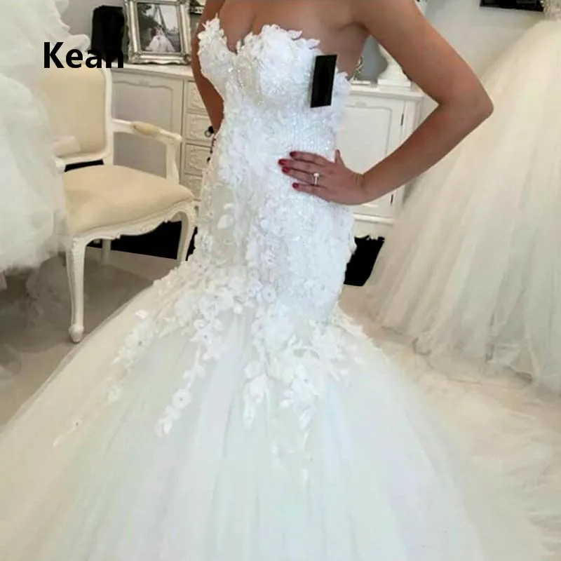Элегантное без бретелек свадебное платье-Русалка Аппликация бусины Vestido De Noiva элегантное женское вечернее платье свадебное платье невесты платье Robe De Mariee