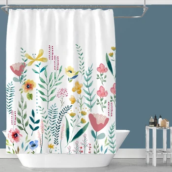 

Korean Style Flower And Plant Shower Curtain Thickened Bathroom Curtain For Room Waterproof Decoration Home Shower Curtain