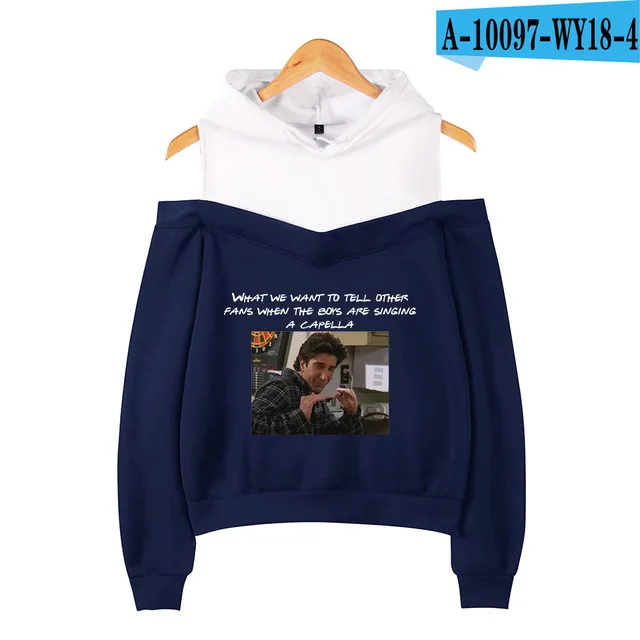 Navy blue Новое поступление, модные женские толстовки с капюшоном в стиле tv Friends, толстовка в стиле хип-хоп, сексуальная толстовка с открытыми плечами, женская одежда - Цвет: Navy blue
