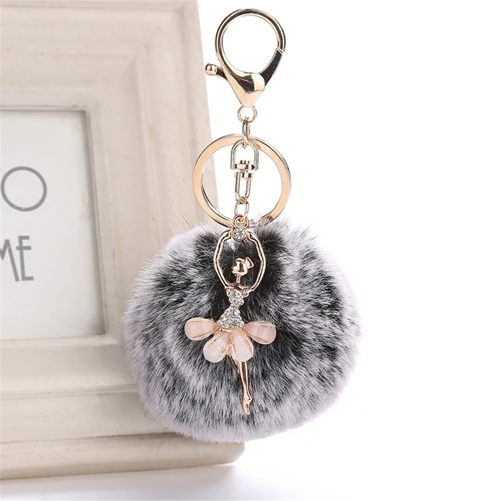 

Key Chain 8CM Cute Dancing Angel Keychain Pendant Women Key Ring Holder Pompoms Key Chains брелок для ключей llaveros para mujer