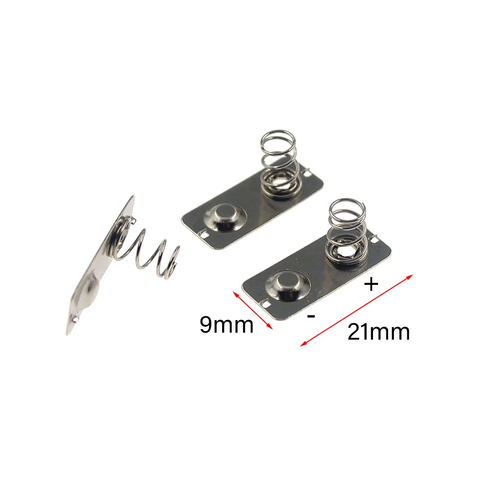 10pcs/ 21x9mm + Replacement Metal Batteries Spring Contact Plate Silver Unidirectional slot