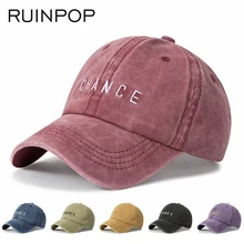 RUINPOP, новинка, хлопковая бейсболка с эффектом потертости, винтажная бейсболка, шапка для мужчин и женщин, шляпа для папы, с вышивкой, с буквами, Повседневная Кепка, Кепка в стиле хип-хоп