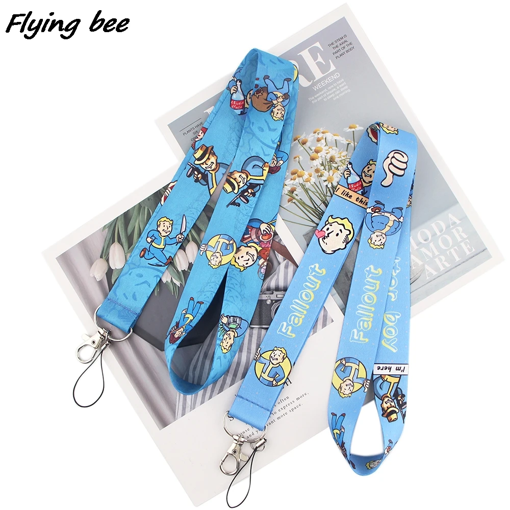 Flyingbee de dibujos animados consecuencias genial hombre cordones de tarjeta de identificación titular de la tarjeta de identificación pasar teléfono móvil correas placa clave titular X1221