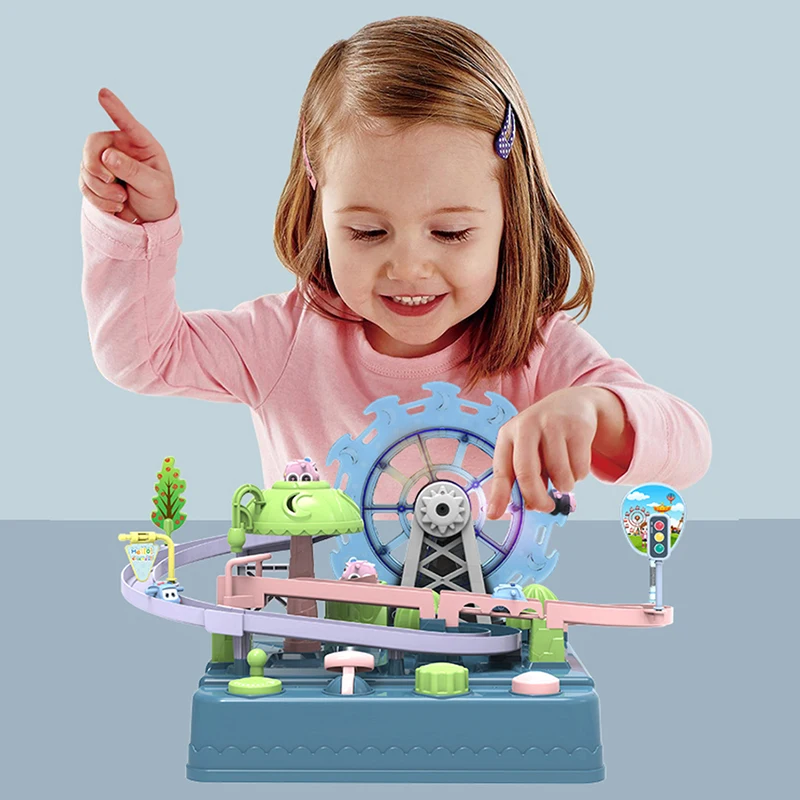 Baby Car Adventure Game Manual Vehicles Tracks Toys For Children Education Toys Ferris Wheel Track Game Puzzles Christmas Gift