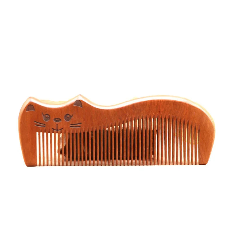 Peach Cat Comb Natural Electrostatic Massage Comb Anti-hair Loss Curly Hair Comb Creative Carving Comb Cute Pure Lettering Gift