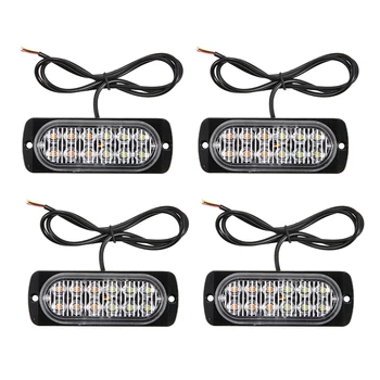 

4PCS Waterproof 12LED Car Flash Strobe Light Emergency Beacon Warning Hazard Bar Fog/Signal Lamp 6 Lighting Modes Amber White
