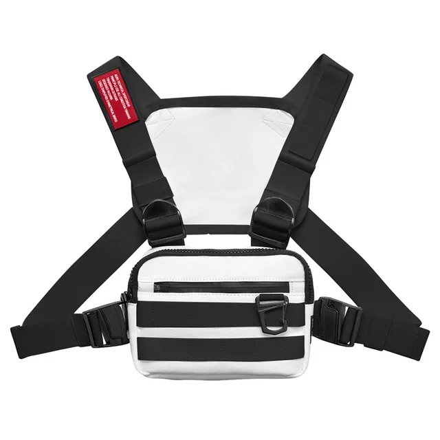 Outdoor Fashion Military Chest Bag Men Women Travel Chest Bag  Streetwear Hiking Cycling Functional Tactical Package Bullet Pack Black white