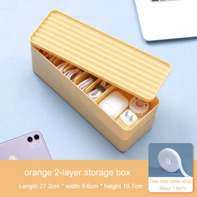 Cable Storage Box colour Plastic Data Line Storage Container for Desk Stationery Multifunctional headset Data charging line plastic storage bins Storage Boxes & Bins