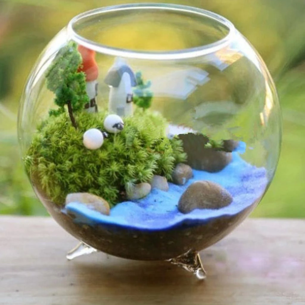 Glass Ball Vase Mini Aquarium Fish Tank Succulent Flower Pot Hydroponic Pot