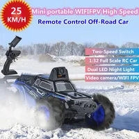 wifI FPV Mini Portable High Speed Off-Road RC Car 1:32 Strong Shock Absorber Video Camera Dual LED Light Remote Control Car Toy 1