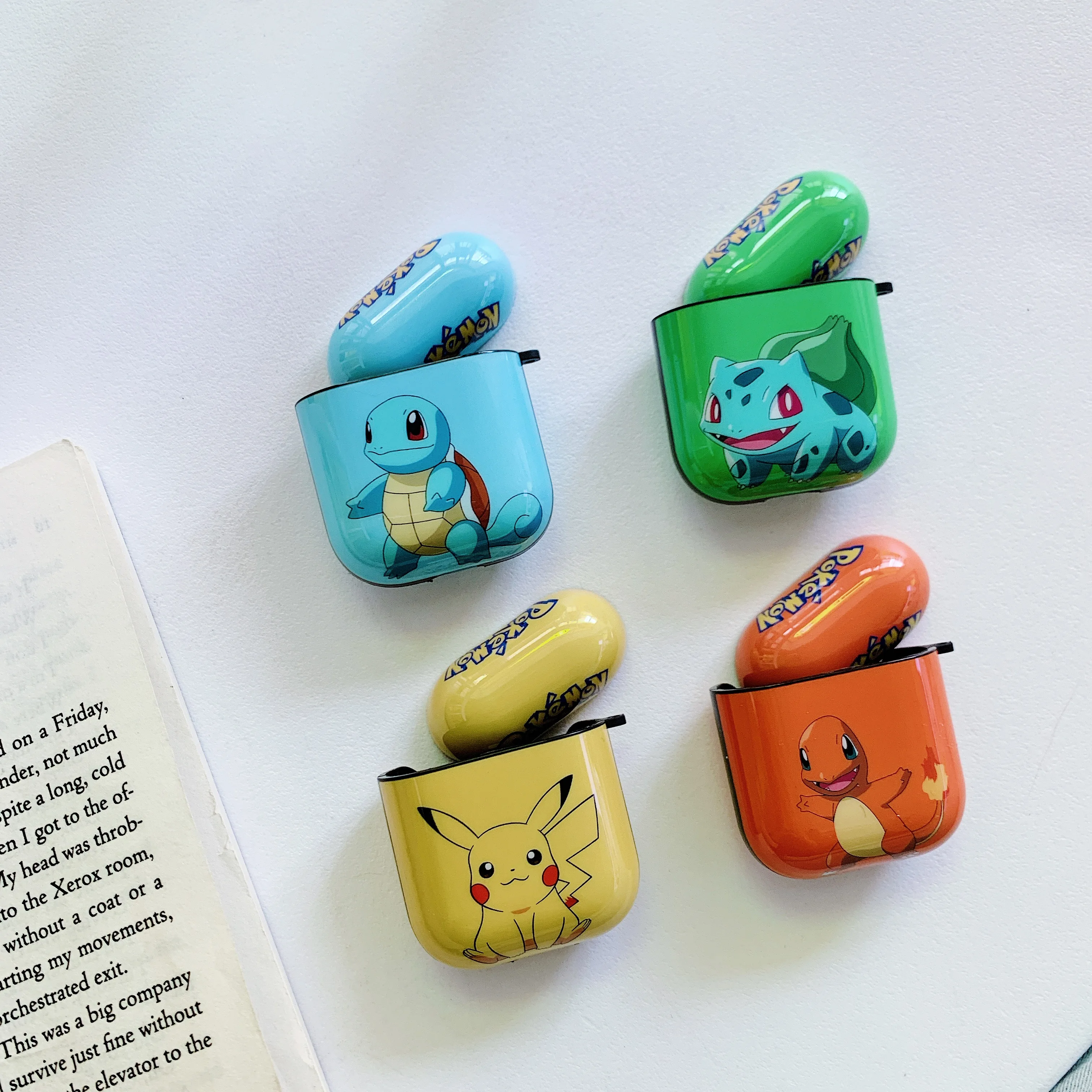

Bluetooth Earphone Case for Airpods Cute Silicone Protective Cover pokemon pattern earphone case for Airpods 2 with ring hook