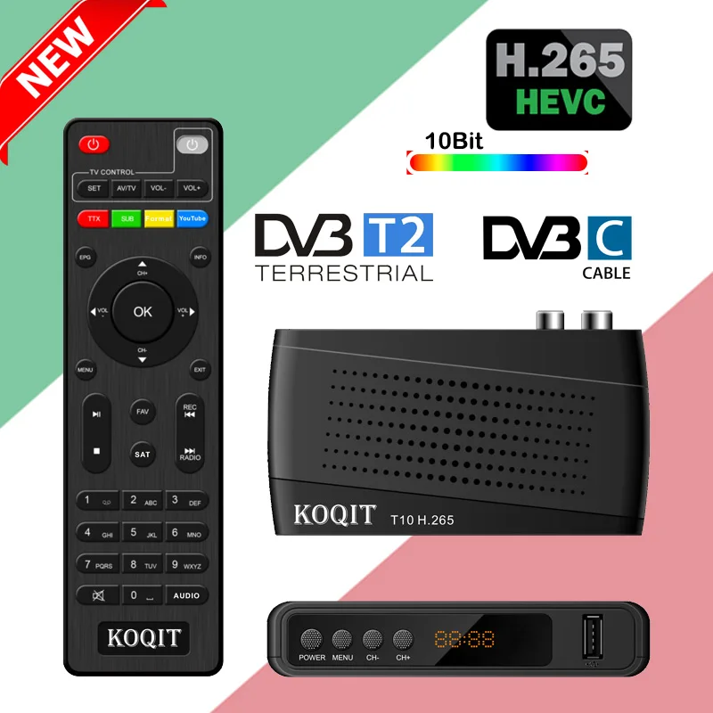Цифровой наземный декодер MeeCast H.265 HEVC DVB T2 Италия 10-битный тюнер стандартная фта