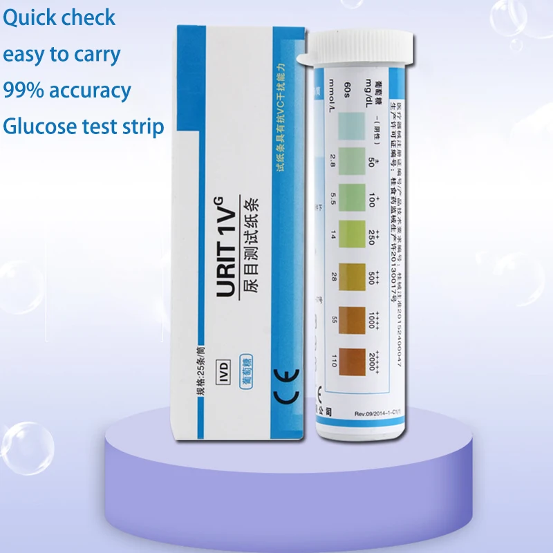 25 шт. тест-полосок глюкозы тест-полоски тест на диабет тест на глюкоза в моче тест-полоска