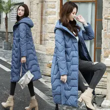 Новинка, уличное длинное женское зимнее пальто средней толщины, хлопковая куртка с капюшоном, с отстрочкой, горячая Распродажа, зимнее длинное женское пальто