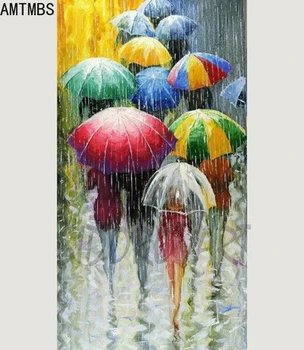 

AMTMBSUmbrella Rain DIY Painting By Numbers Kits Oil Painting On Canvas Handpainted Home wall Decoration For Gift Artwork