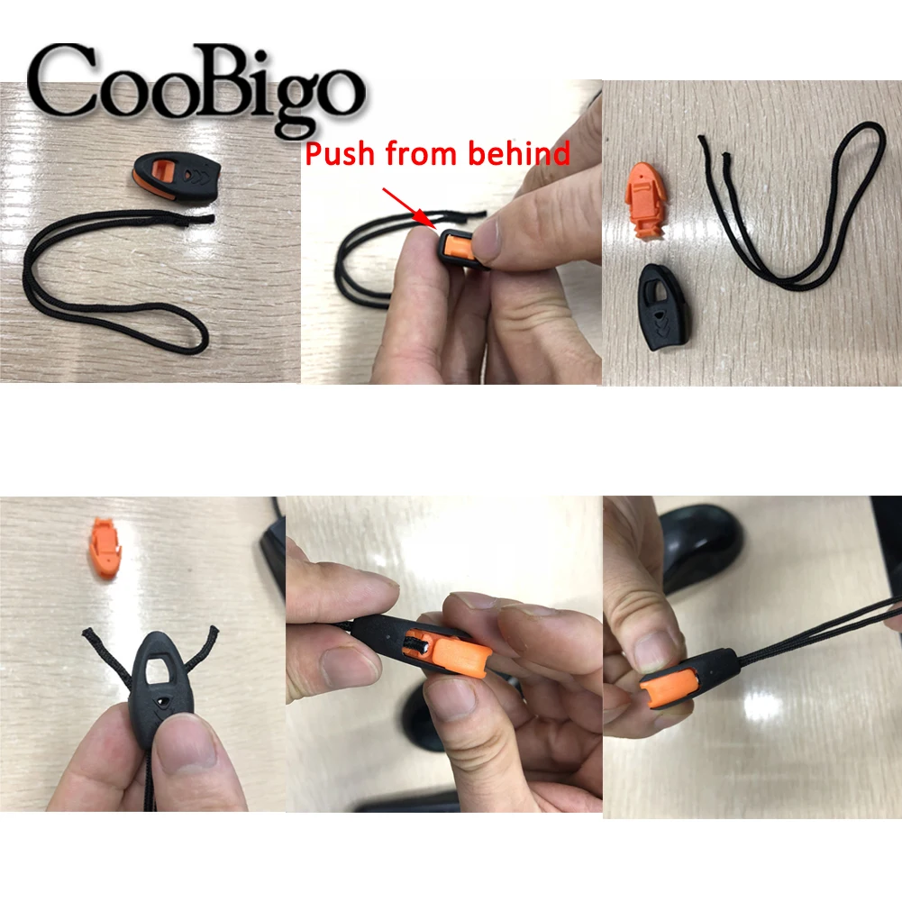 5pcs Emergency Survival Whistle Zipper Pull Cord Lock End Stopper Clip Paracord Knife Lanyard Camping Travel Kits Plastic