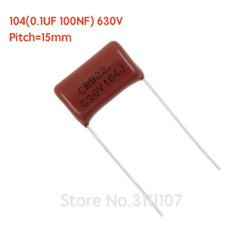 10PCS/LOT 104 100NF 630V Pitch 15mm  CBB Polypropylene Film Capacitor  104 100nF 630V NEW