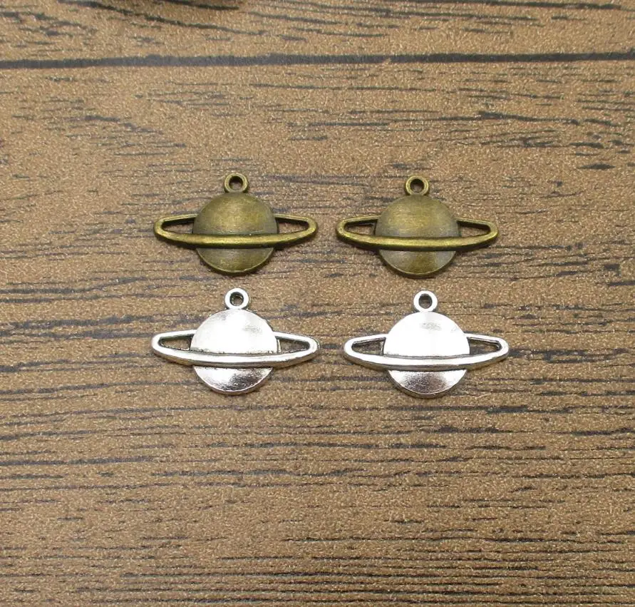 Saturn Charms 60 шт./лот 20 × 13 мм посеребренные подвески в виде планеты очаровательный