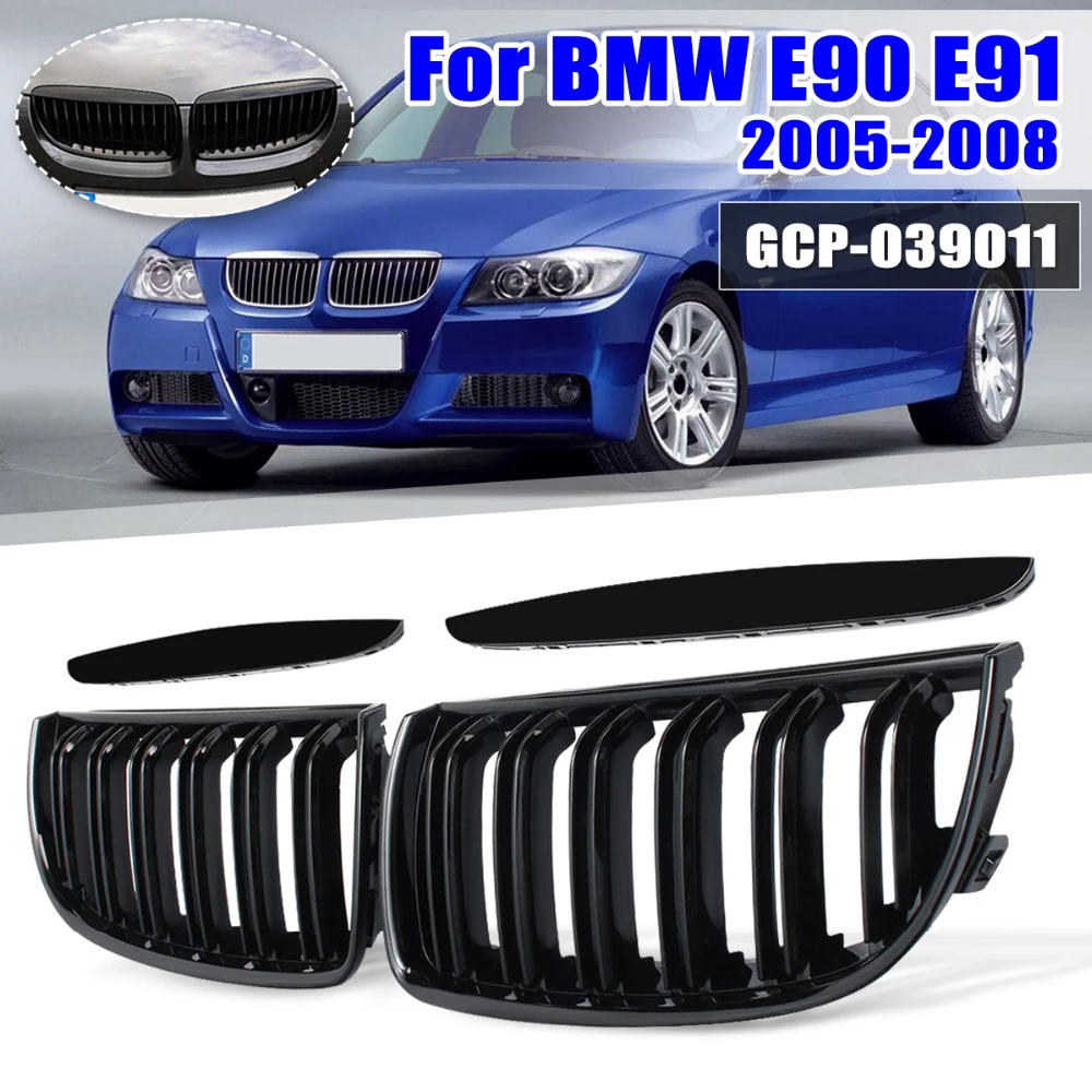 

2pcs Car Front Grille Accessory Upper Hood Eyelids Slat Front Kidney Grille For BMW 3 Series E90 E91 4doors 2005-2008