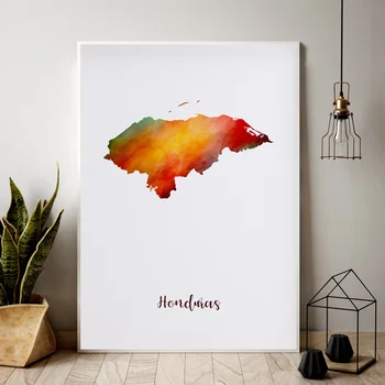 

Honduras map watercolor Map Modern City Canvas Art Print Wall Pictures for Living Room No Frame