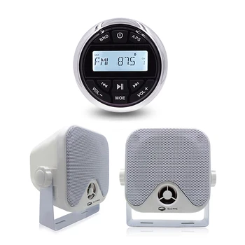 

Marine Stereo Bluetooth Radio Audio FM AM Receiver MP3 Player For RV ATV Yacht Pool Motorcycle+4 inch Marine Waterproof Speakers