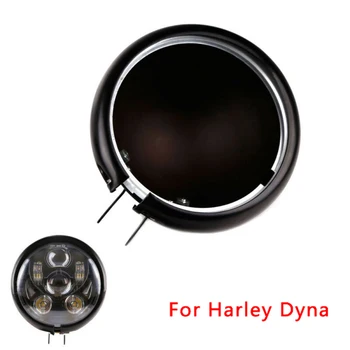

5.75In Motorcycle Headlight Cover Housing Holder Bucket Black For Harley Dyna