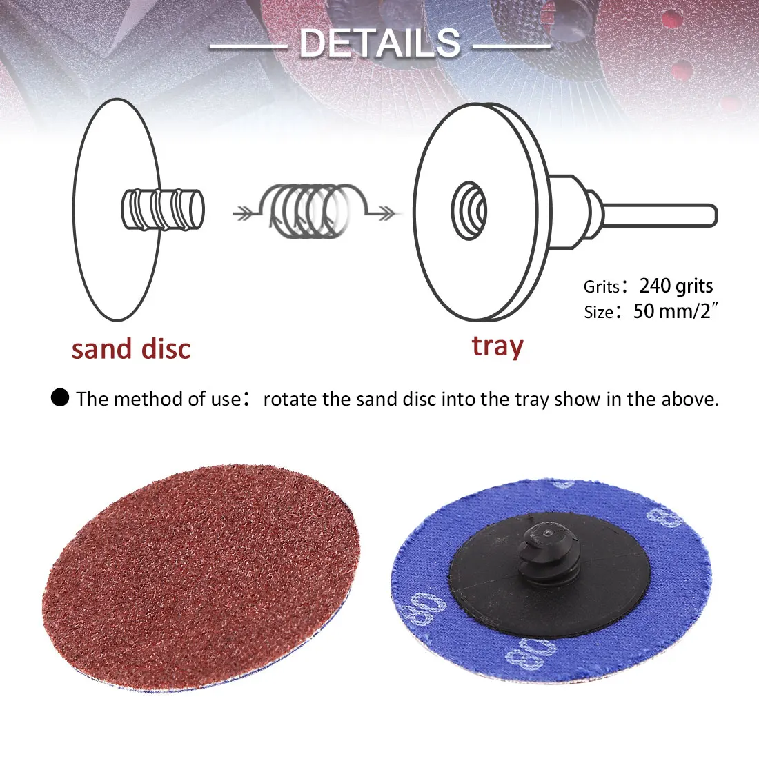 X Autohaux 30-80 Pcs 2 Inch Roll Lock Sanding Grinding Discs 60 80 120 240 Grit for Car Polishing and Rust Removal