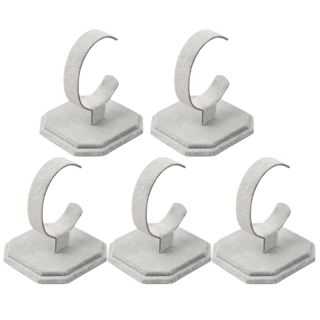 

5pcs Special Design Gray Velvet Bangle Bracelet Jewelry Wrist Watch Display Stand Holder