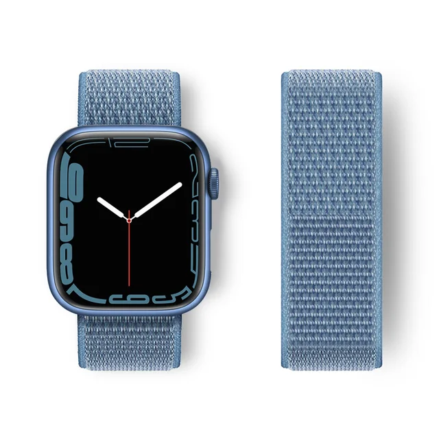 Nylon Strap for Apple Watch Band Series 765 45mm 41mm44mm 40mm  Smartwatch Watchband Belt Sport Bracelet on iWatch 4 3 42mm 38mm Lake blue