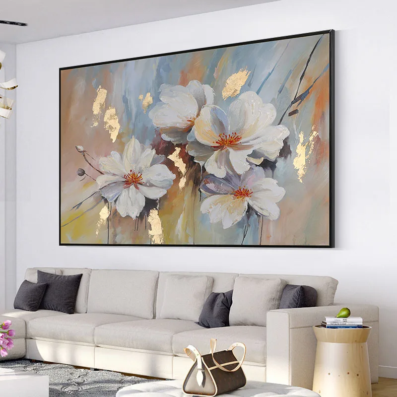 

100% Hand Painted Handmade Oil Paintings Classic Vintage Flower Abstract Wall Art Canvas Living Room Decor Large Size Frameless