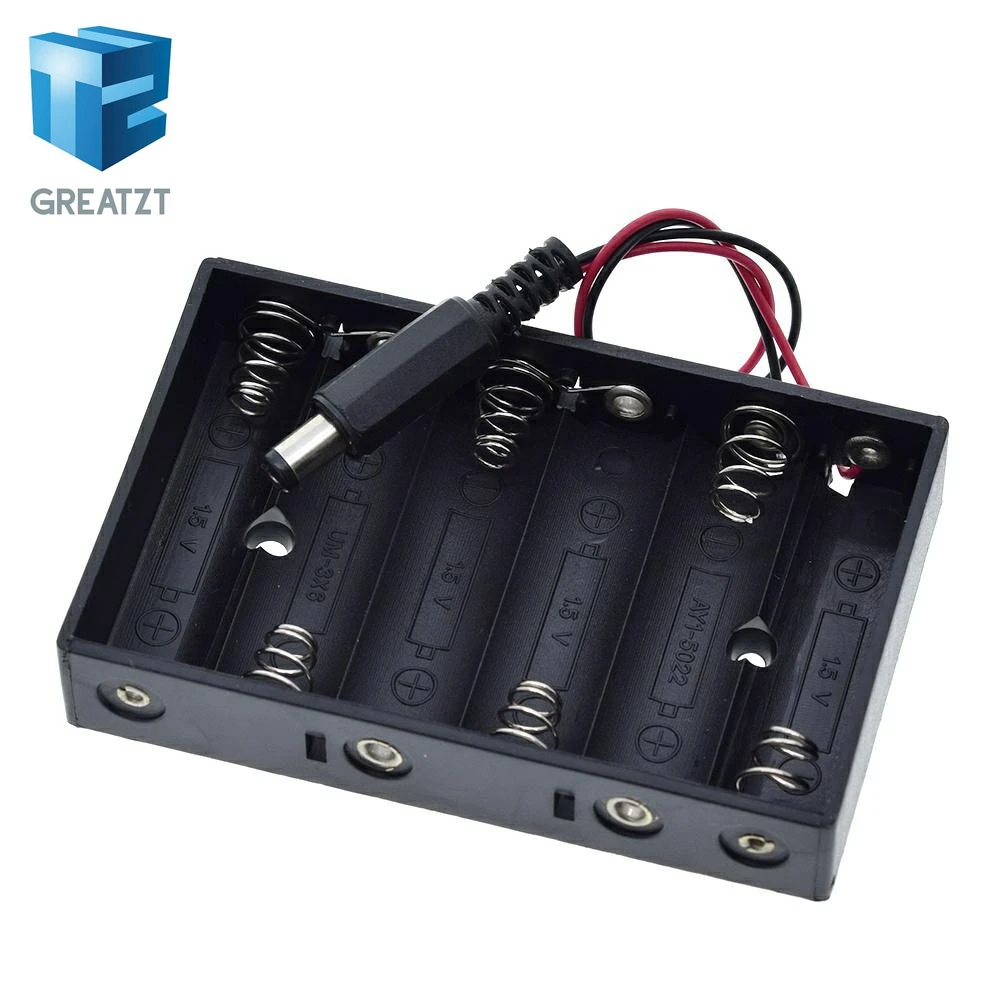 Корпус для батарей GREATZT размера 6 AA держатель шт. с разъемом питания DC2.1 Arduino|battery