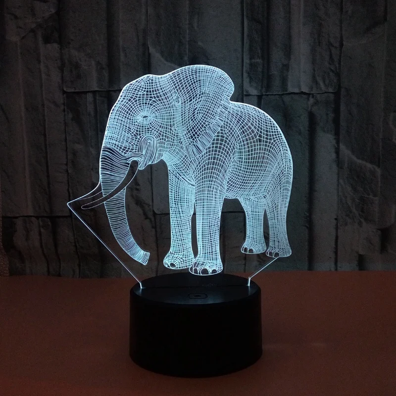

3D Press Elephant Night Light Colorful Changing LED Table Lamp Gift Living Room Bar Decor Lights
