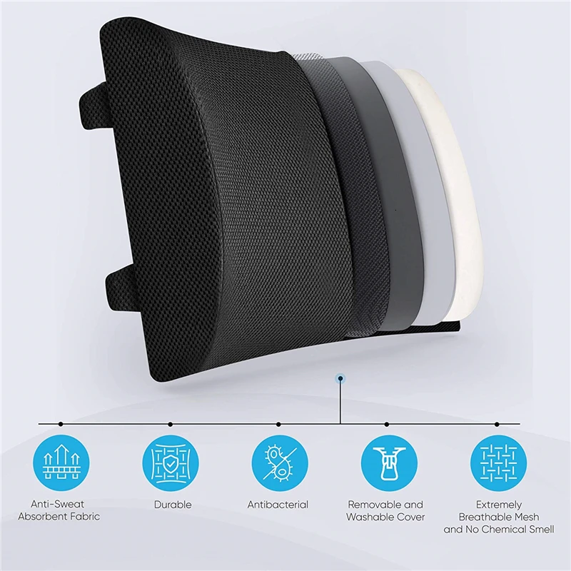 Soft Memory Foam Lumbar Support Back Massager Waist Cushion Pillow For Chairs in the Car Seat Pillows Home Office Relieve Pain
