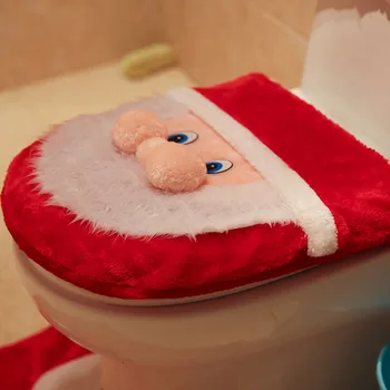 

Santa Toilet Seat Cover Rug Bathroom 3Pcs/Set Christmas Decorations Happy Xmas