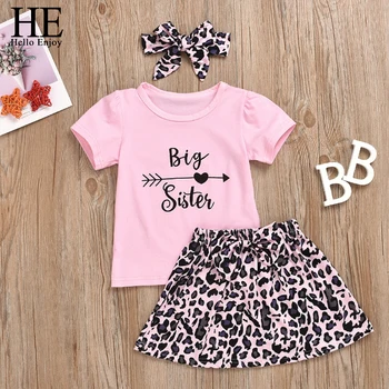 

HE Hello Enjoy Baby Girls Clothes Sets Summer 2020 Kids Clothes Fashion Letter T-shirt Top + Insulation Skirt Children Suit