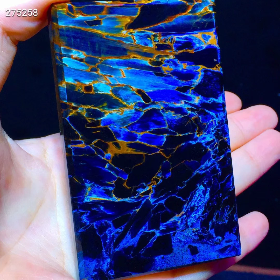 Большой Прямоугольный кулон из пьестерсита природного синего цвета Намибия 88/56