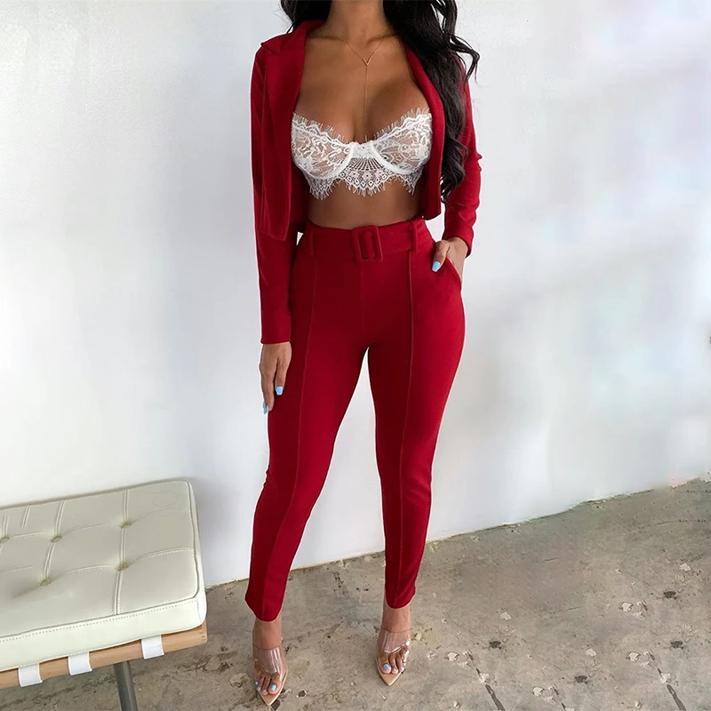 DRESSMECB/комплект из двух предметов с высокой талией Короткий топ длинными рукавами