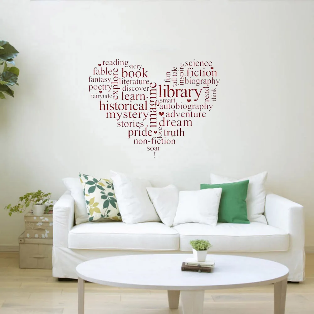 

Word Cloud Heart Children Kids Read Reading Book Library School Novel Vinyl Decal Learning Sticker Daycare Preschool C033