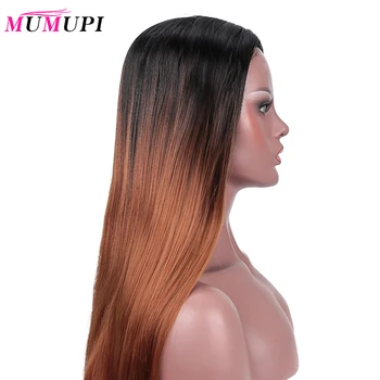 

MUMUPI Long Straight Synthetic Wig Mixed Brown Pink Blue Blonde Long Wigs for White /Black Women Middle Part Nature Wigs