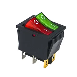 1/2 piece/batch DPST light 6PIN snap-in ON/OFF position snap ship rocker switch 16A/250V 31*25mm copper foot