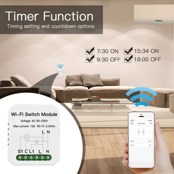 

1Pc US Version Smart Home Switch Smart Life Tuya APP Single Pole 3 Way 1 Gang Module 90-250V For Alexa Google Home Single Pole