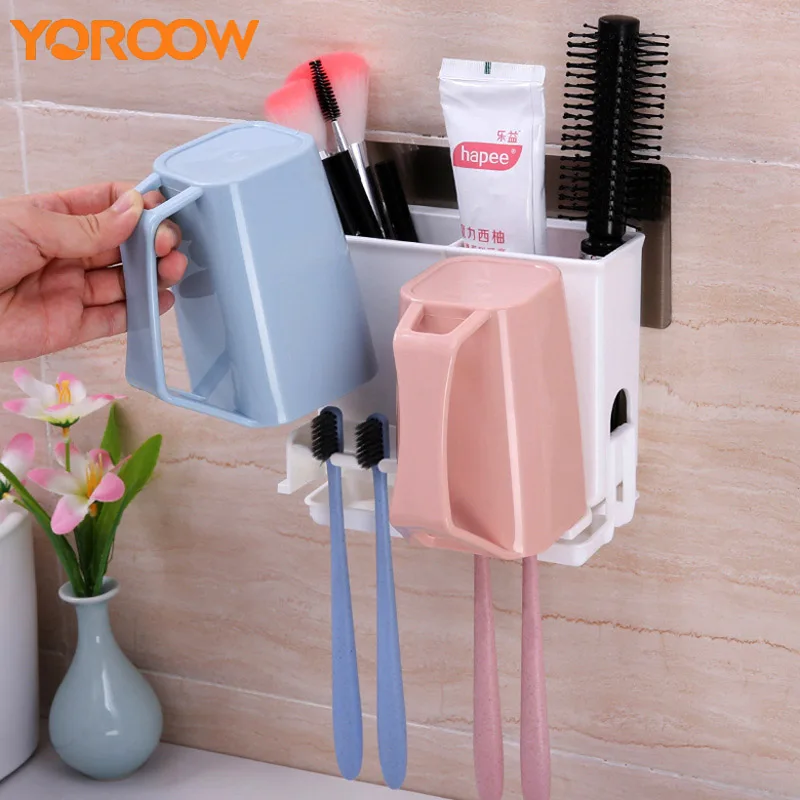

Toothbrush Rack Cup Couple Toothbrush Holder Wash Wall Hanging Multi-function Wall Mounted Holder Free Shiping AYP0014