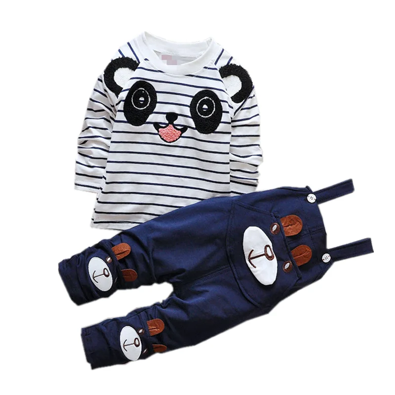 

New Spring Autumn Baby Girl Clothes Children Boys Cotton T Shirt Overalls 2Pcs/set Toddler Active Costume Infant Kids Tracksuit