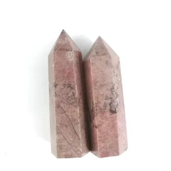

Natural Gem Rhodonite Quartz Crystal Stone Point Healing Hexagonal Wand Treatment Stone Home Decoration
