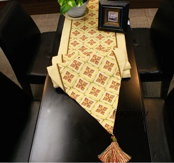 

European style light yellow jacquard fabric table flag tablecloth bed towel