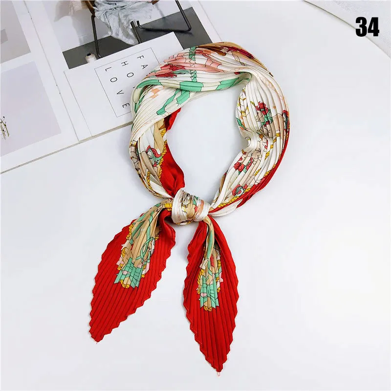 34 Атласный шейный платок в горошек с цветочным принтом маленький квадратный шейный платок повязки для женщин девочек TC21 - Цвет: 34